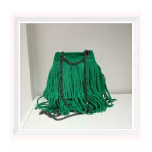 Sac seau vert frange