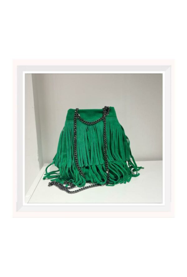 Sac seau vert frange